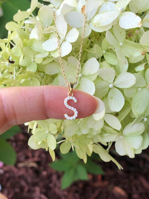 Philip Jones Collana Iniziale Lettera S - Placcata Oro Rosa Con Cristalli Zircondia - 2
