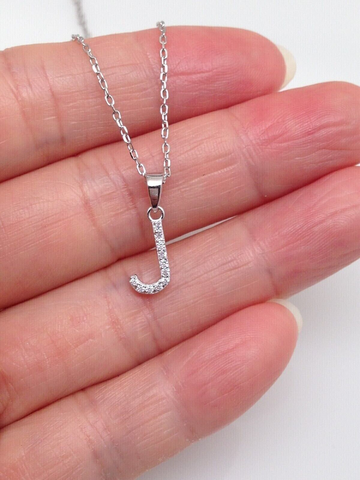 9mm Silver Initial J Necklace Sterling Silver 925, Dainty Initial