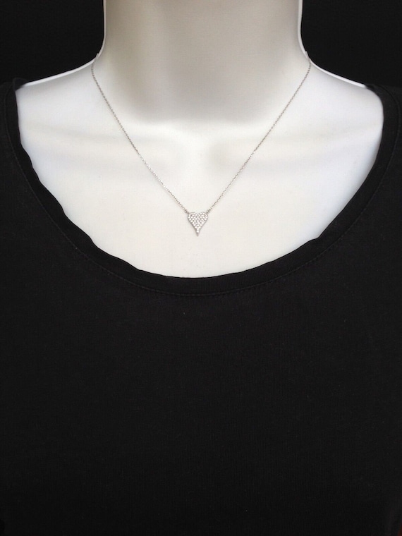 13mm/0.51in Pave Heart Necklace Sterling Silver 925, Cubic