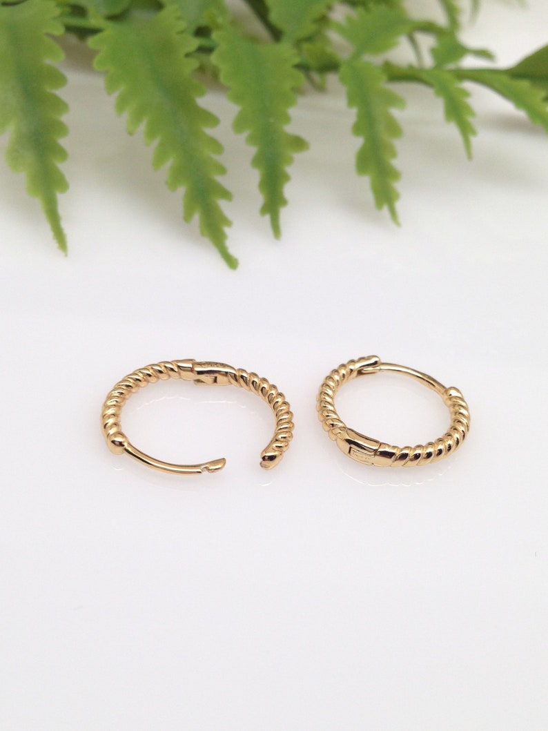 0.51in Rope Huggie Hoop Earrings 925 Sterling Silver, THIN Rope Huggie ...