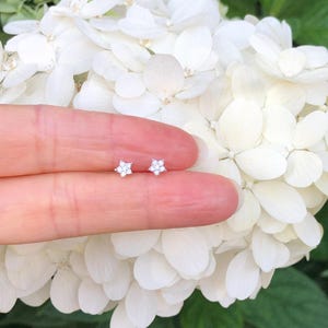 4mm Silver Star Stud Earrings Sterling Silver 925, Cubic Zirconia Star Studs, Dainty Star Earrings for Women Girls Kids