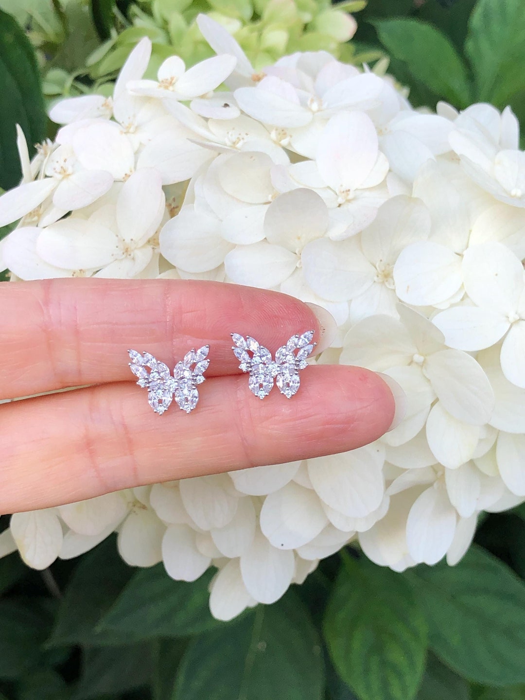 12mm/0.47in Silver Butterfly Stud Earrings Sterling Silver 925