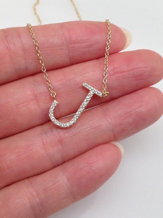 YFN Sterling Silver Initial Necklace With CZ - 26 Letter Alphabet Pendant For Women & Teens (S925)