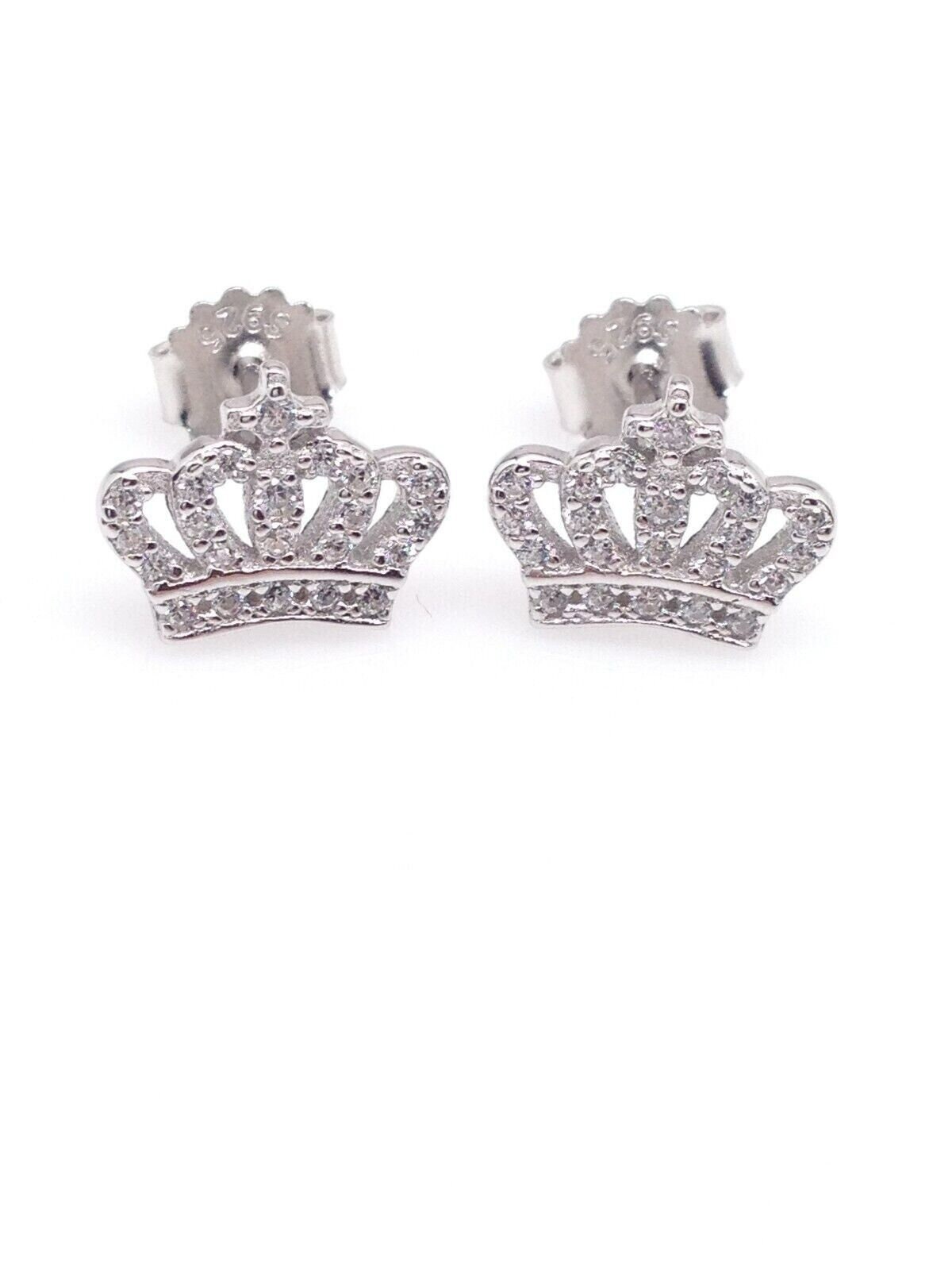 10mm/0.39in Tiny Silver Crown Stud Earrings Sterling Silver 10mm/0.39in Tiny Silver Crown Stud Earrings Sterling Silver
