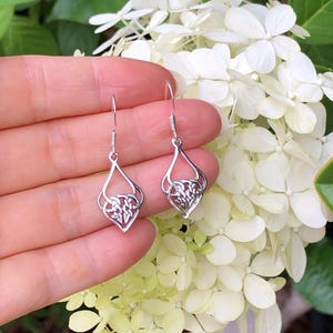 0.71in Celtic Weave Dangle Earrings 925 Sterling Silver, Silver Celtic Knot Drop Earrings, Gift for her, 18mm(0.71&quot;) /35mm(1.38&quot;)