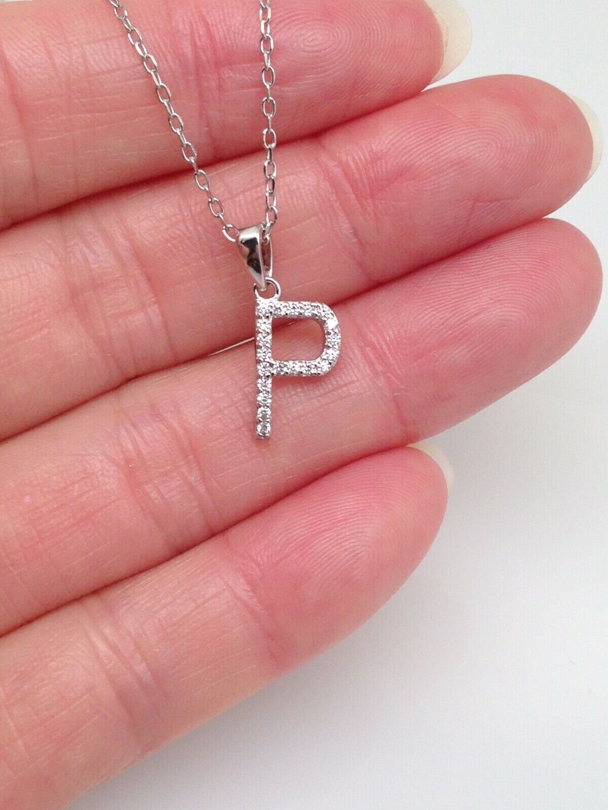 Initial 'P' Necklace – 925 Sterling Silver Letter Pendant Charm, Gift For Her