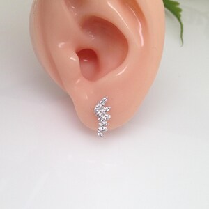 12mm/0.47in Silver Angel Wing Stud Earrings Sterling Silver 925, Cubic Zirconia, Pave Studs, Tiny Wing Earrings for Women Girls image 7