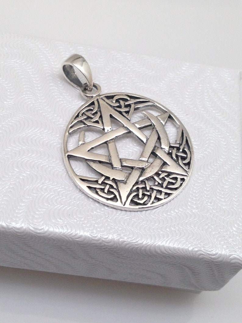 24mm/0.95in Silver Celtic Moon Pentagram Pendant Sterling Silver 925 ...