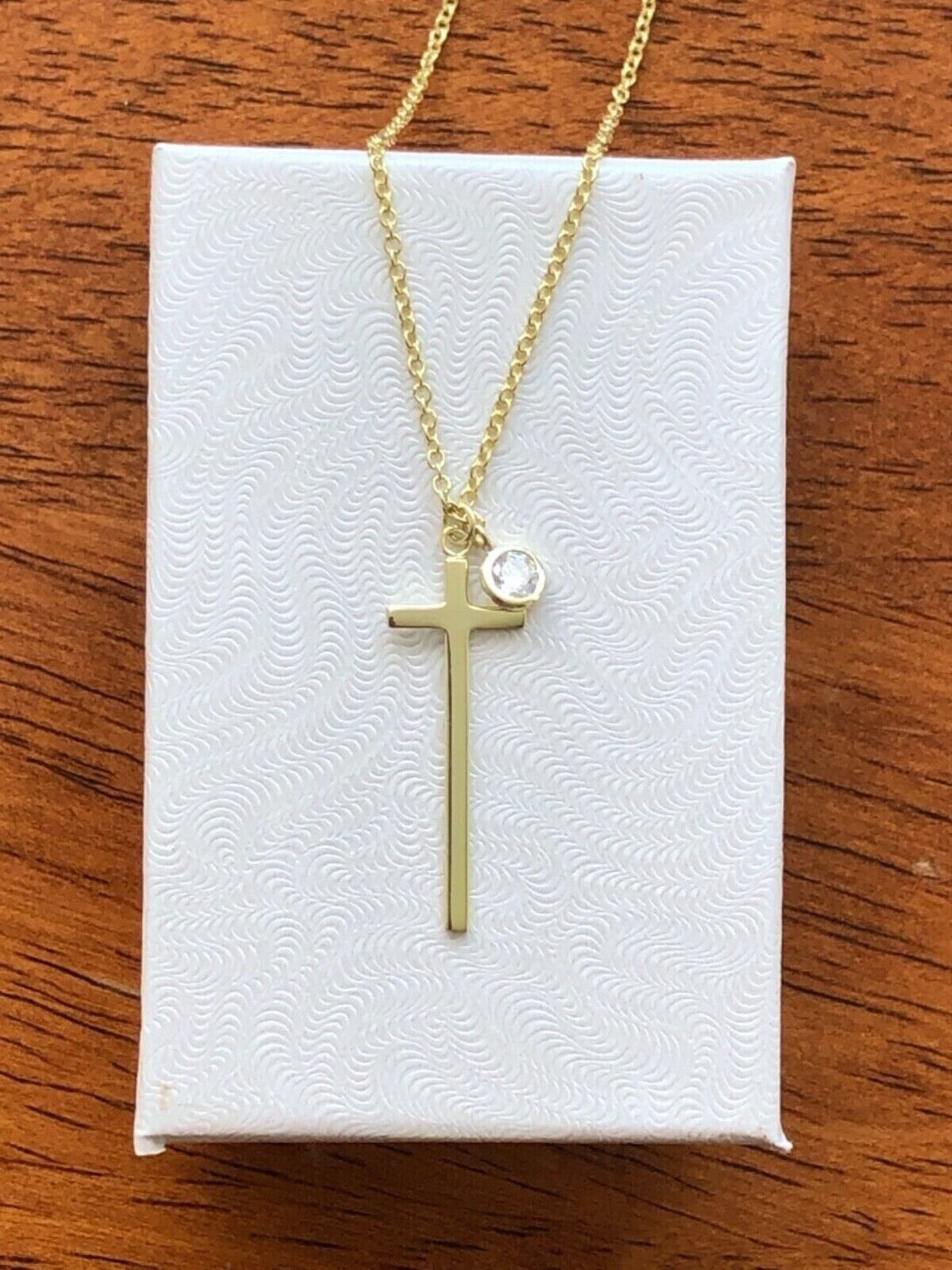 0.98in Gold Cross Necklace 925 Sterling Silver Plain Thin Etsy