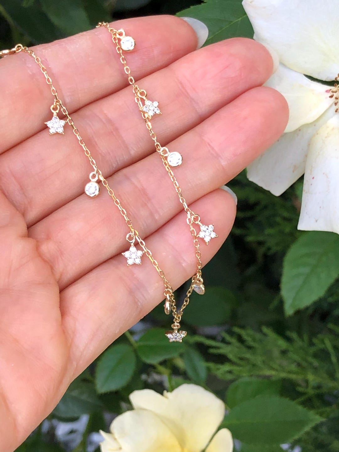 CZ Bezel Star Necklace, Silver main image 0