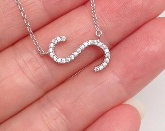 0.05 Carat Round Diamond 'S' Initial Pendant - Sterling Silver With 18-Inch Chain, Complimentary Jewelry Box - View #3