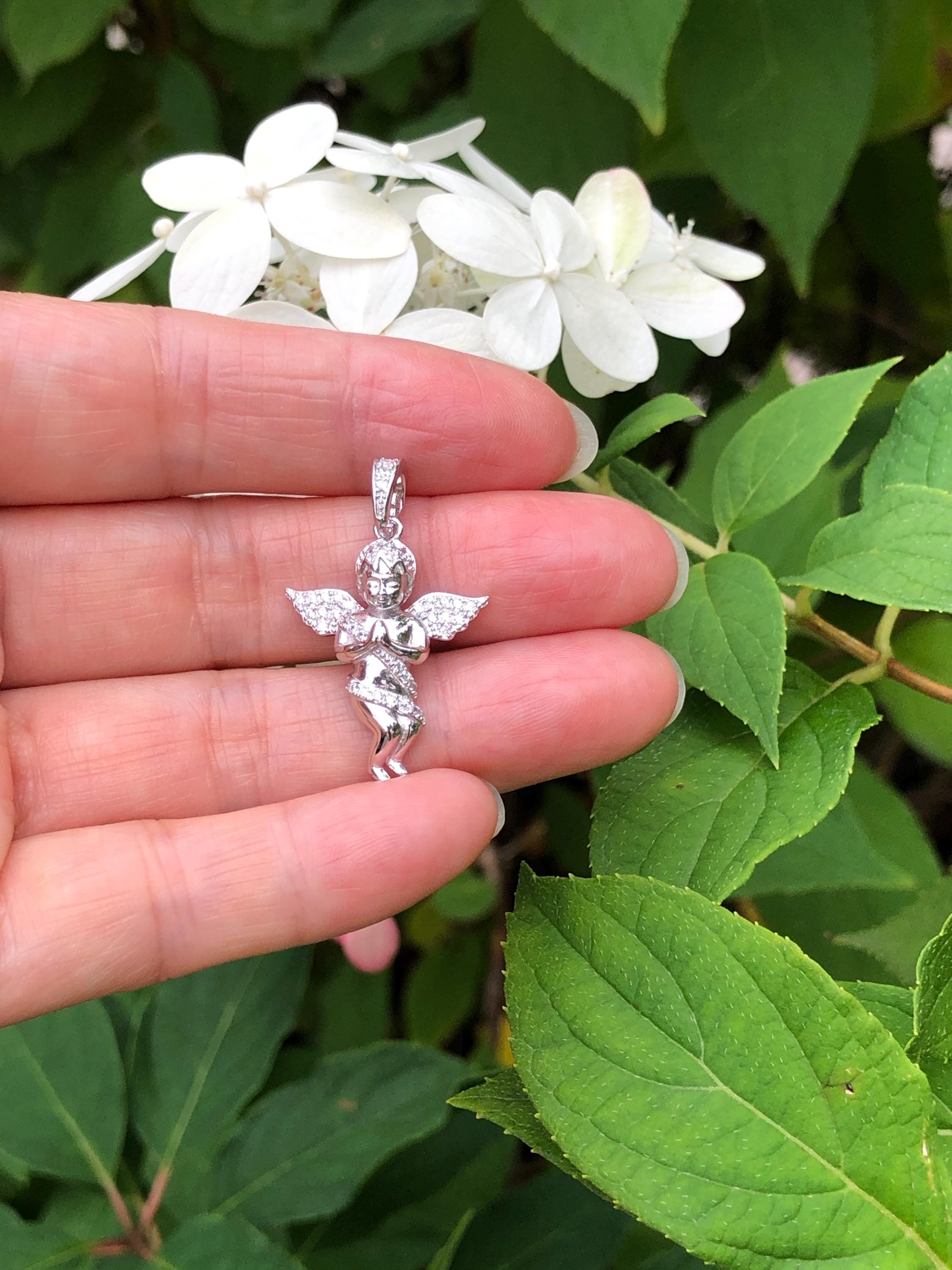 22mm/0.87in Silver Baby Angel Pendant Sterling Silver 925, Cubic