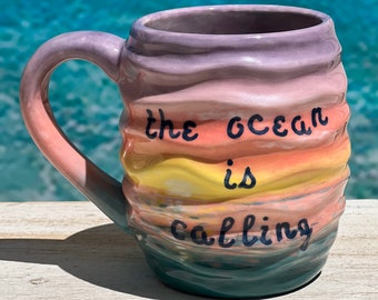 The Ocean is Calling Hand-Painted Mug