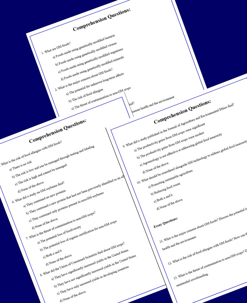 Reading Comprehension With Questions and Answers. Grades 7-9 - Etsy