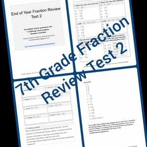 7th Grade Fraction Review Test 2