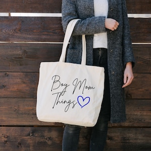 Boy mom tote bag, boy mom things, gift for her, new mom gift, baby shower gift, Mother&#39;s Day gift, gift from son, mom tote bag,