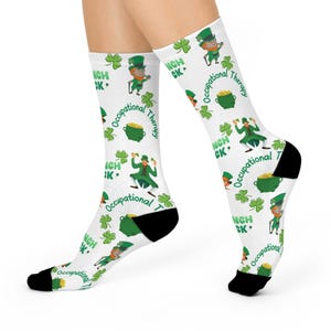 Occupational therapy st Patrick day socks, I pinch back socks, new grad gift, gift for her, matching work socks, new OT gift, fun OT socks,