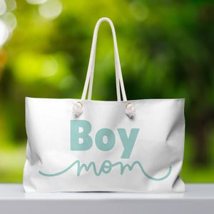 Boy Mom weekender Bag, mom tote bag, Tote bag for mom, New mom gift, Gift for her, Baby boy bag, baby shower gift, Work tote bag,