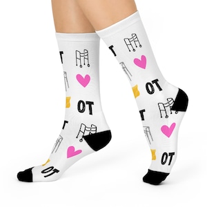 Love Occupational Therapy socks, Fun OT socks, OT Appreciation gift, COTA Graduation gift, gift for her, Tacky Therapy socks, Fun high socks