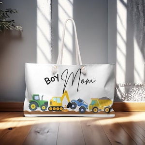 Boy mom tote bag, Mom Weekender Bag, gift for her, baby shower gift, Mother&#39;s Day gift, New boy mom, Large boy mom bag, Mom shopping bag,