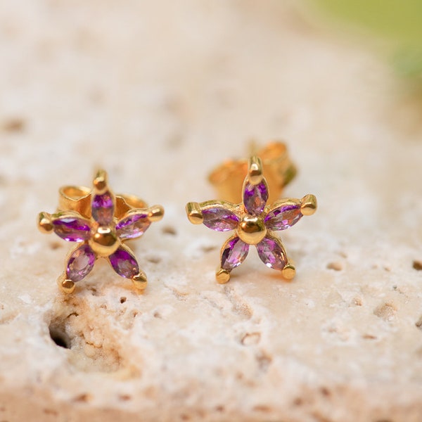 Pendientes Lignum Vitae Amatista Oro