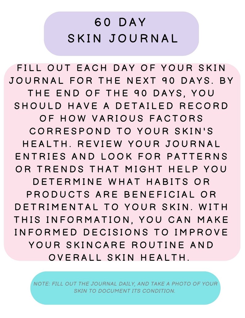 60 Day Skin Journal - Etsy