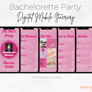 Bachelorette Party Itinerary | Customizable Weekend Itinerary - Canva | Bachelorette Party Planner