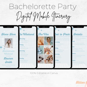 Bachelorette Party Itinerary | Customizable Weekend Itinerary - Canva | Bachelorette Party Planner