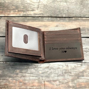 Handwriting Wallet,Father's Day Gift for him,Personalized Wallet Men,Leather Wallet For Men,Handwriting Gift For Boyfriend,Engraved Wallet image 8