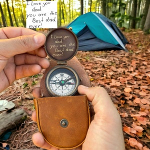 Boussole de travail personnalisée gravée avec écriture personnalisée, cadeau pour anniversaire d'homme, cadeaux pour anniversaire de papa, cadeau de fête des pères pour lui