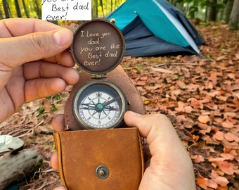 Boussole de travail personnalisée gravée avec écriture personnalisée, cadeau pour anniversaire d'homme, cadeaux pour anniversaire de papa, cadeau de fête des pères pour lui