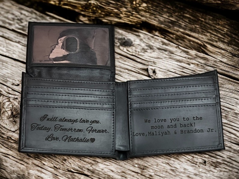 Handwriting Wallet,Father's Day Gift for him,Personalized Wallet Men,Leather Wallet For Men,Handwriting Gift For Boyfriend,Engraved Wallet image 10