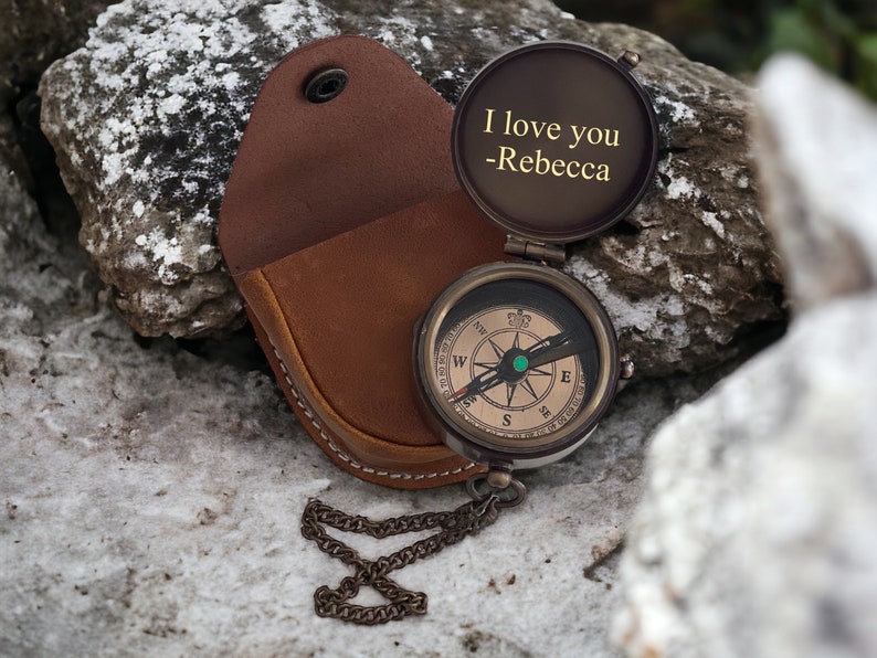 Personalized Engraved Working Compass with Custom Handwriting, Gift for Men Anniversary, Gifts for Dad Birthday,Father's Day gift for him image 5