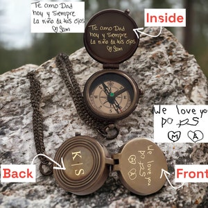 Personalized Engraved Working Compass with Custom Handwriting, Gift for Men Anniversary, Gifts for Dad Birthday,Father's Day gift for him image 9