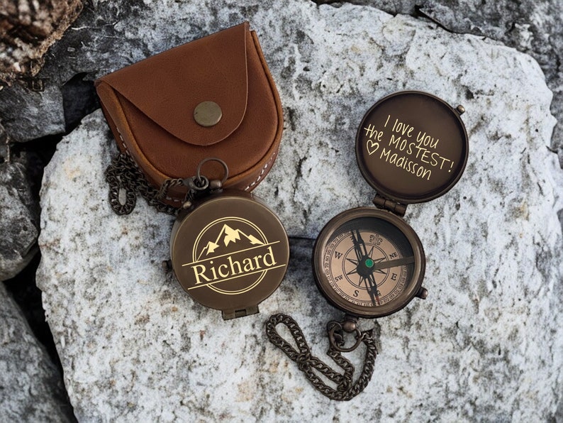 Personalized Engraved Working Compass with Custom Handwriting, Gift for Men Anniversary, Gifts for Dad Birthday,Father's Day gift for him image 4