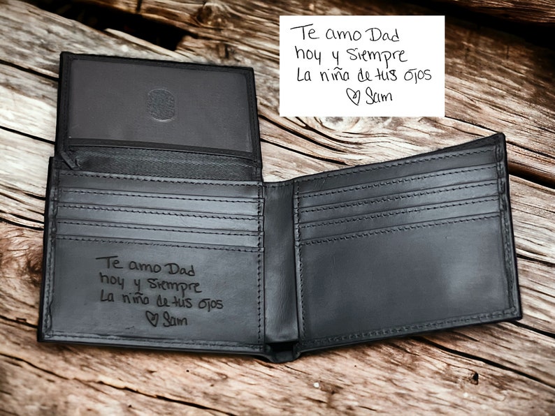 Handwriting Wallet,Father's Day Gift for him,Personalized Wallet Men,Leather Wallet For Men,Handwriting Gift For Boyfriend,Engraved Wallet image 9