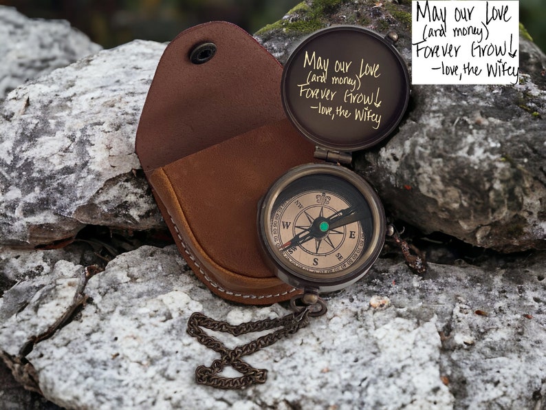 Personalized Engraved Working Compass with Custom Handwriting, Gift for Men Anniversary, Gifts for Dad Birthday,Father's Day gift for him image 10