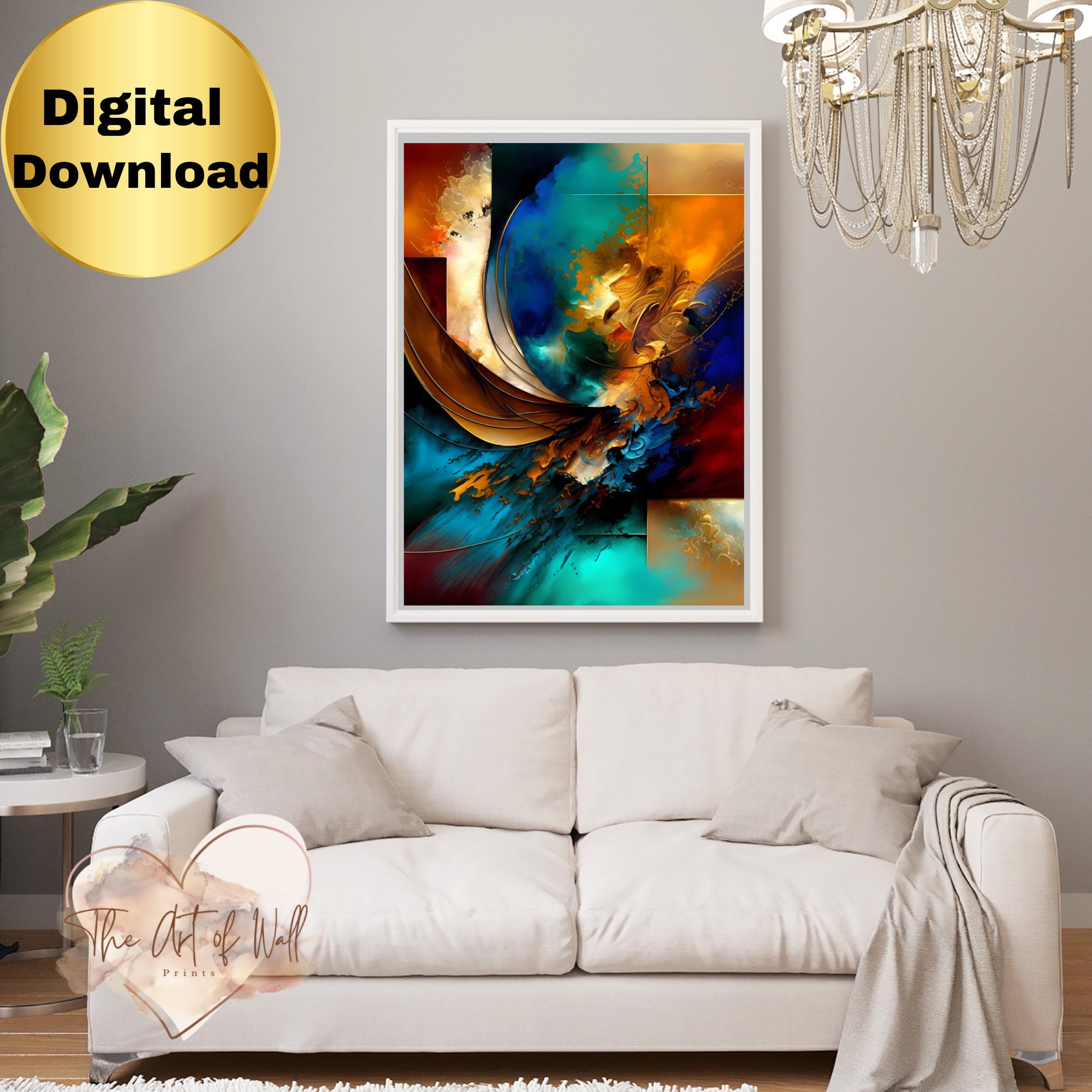 Vibrant Symphony: Printable Colorful Abstract Wall Art Instant Digital
