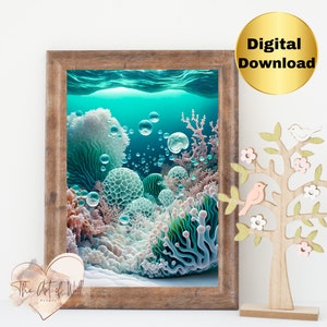 Enchanting Coral Reef Wall Art Print - Underwater paradise decor-High-Quality Digital Printable PDF - Instant Delivery-Home Decor
