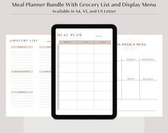Weekly Meal Planner, Minimalist Meal Planner, Printable Meal Planner
