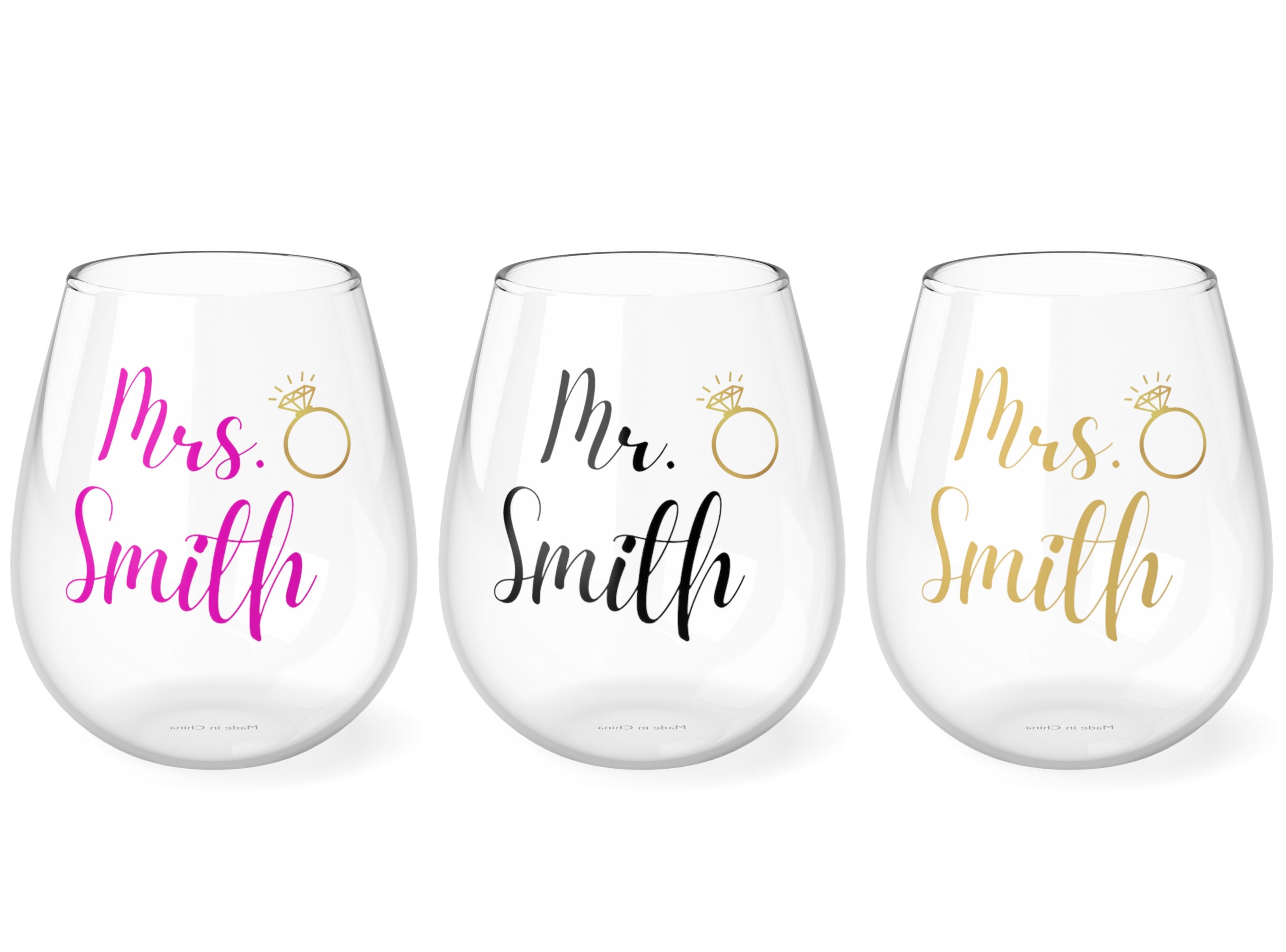 Mr and Mrs Wine Glasses His Her Gift for Couples Custom Etsy