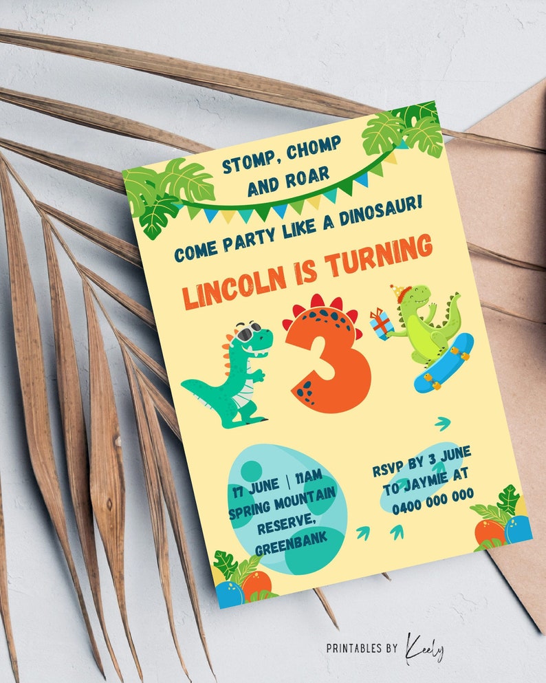 Dinosaur Birthday Party Invitation Facebook Event Cover Birthday