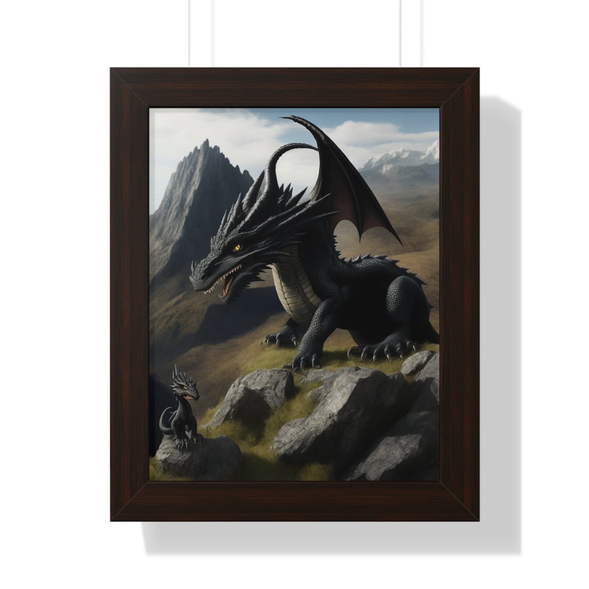 Black Dragon Poster Black Baby Dragon Dragon Print Black Etsy