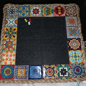 Mosaic Felt Board with Talavera Tiles from Mexico Note Board Bulletin Board