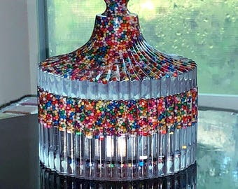 Cute Candy Sprinkles Filled Fluted Vintage Style Trinket Dish Fast Free Shipping