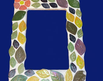 Beautiful Handmade Floral Mosaic Picture Frame Portrait or Landscape Includes Acrylic Cover Backing and FREE SHIPPING