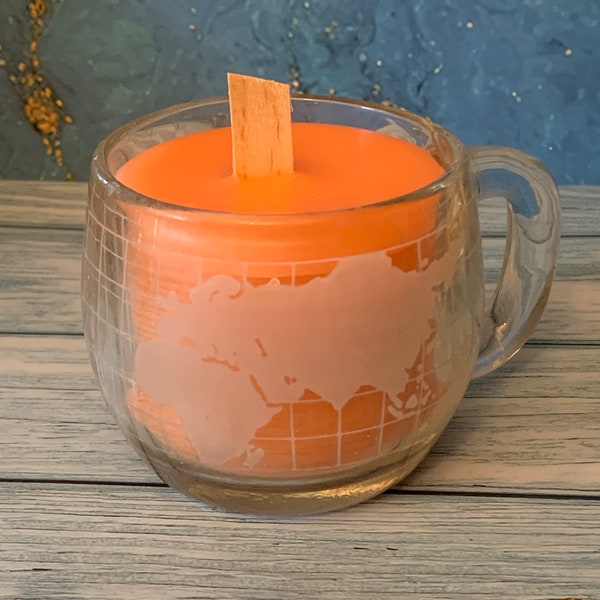 Vintage Etched Globe Nestle NESCAFÉ Coffee Mug with Coffee Scented Candle