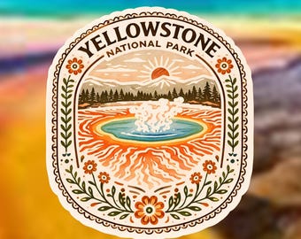 Boho Yellowstone National Park Sticker: Boho Vinyl Decal, Waterproof Nature Art
