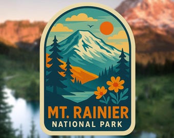 Mt. Rainier National Park Sticker - Retro Mountain Hiking Decal, Washington Nature Souvenir, Waterproof Vinyl Adventure Gift
