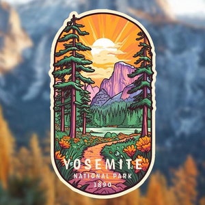 Yosemite National Park Sticker, National Park Stickers, Travel Stickers, Laptop Decal, Vinyl Sticker, Vinyl Decal, Floral Stickers